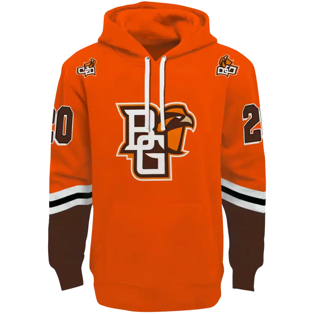 customized bowling green falcons striped sleeves orange hoodie best selling customized bowling green falcons striped sleeves orange hoodie best selling