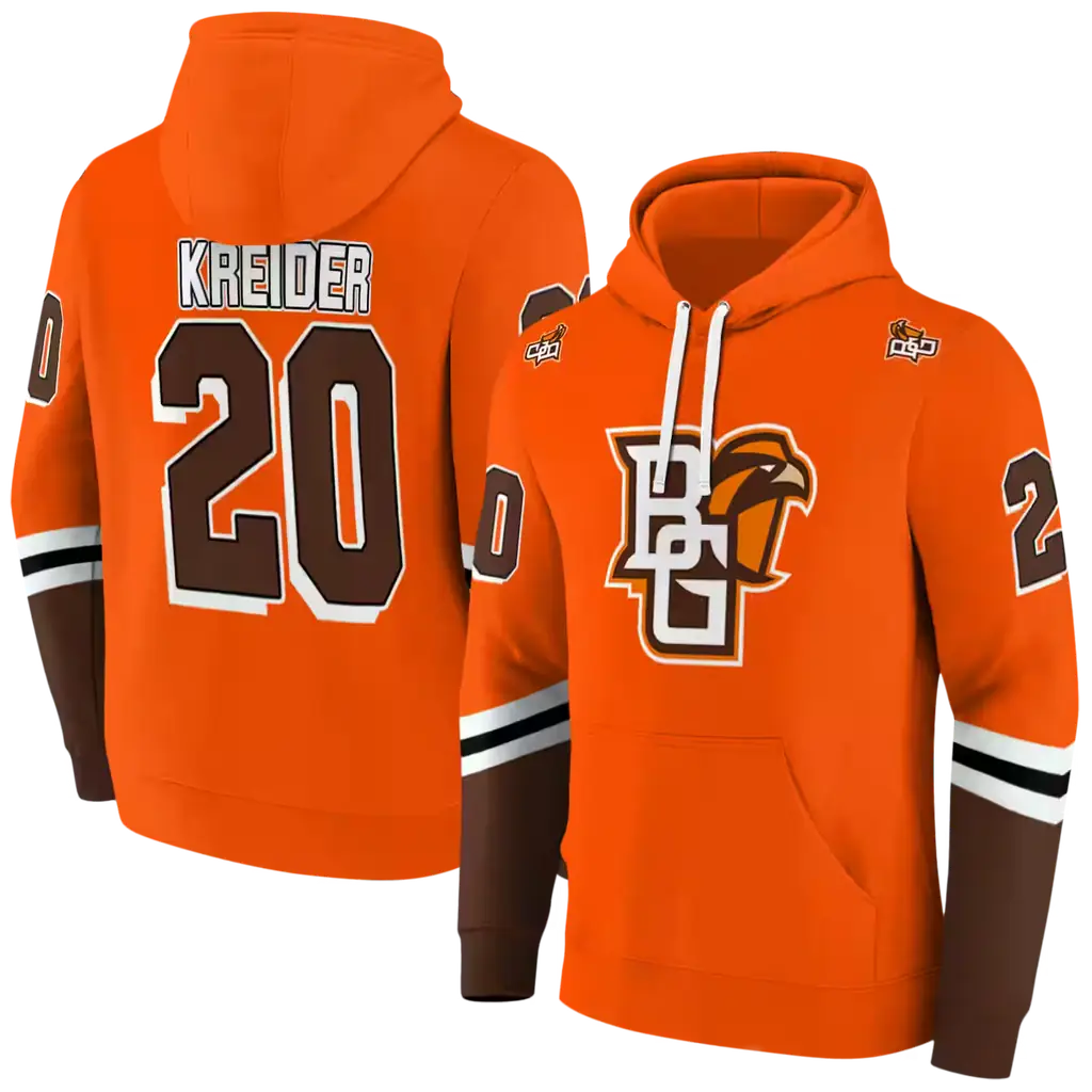 customized bowling green falcons striped sleeves orange hoodie fashion forward customized bowling green falcons striped sleeves orange hoodie fashion forward