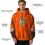 customized bowling green falcons striped sleeves orange hoodie best selling