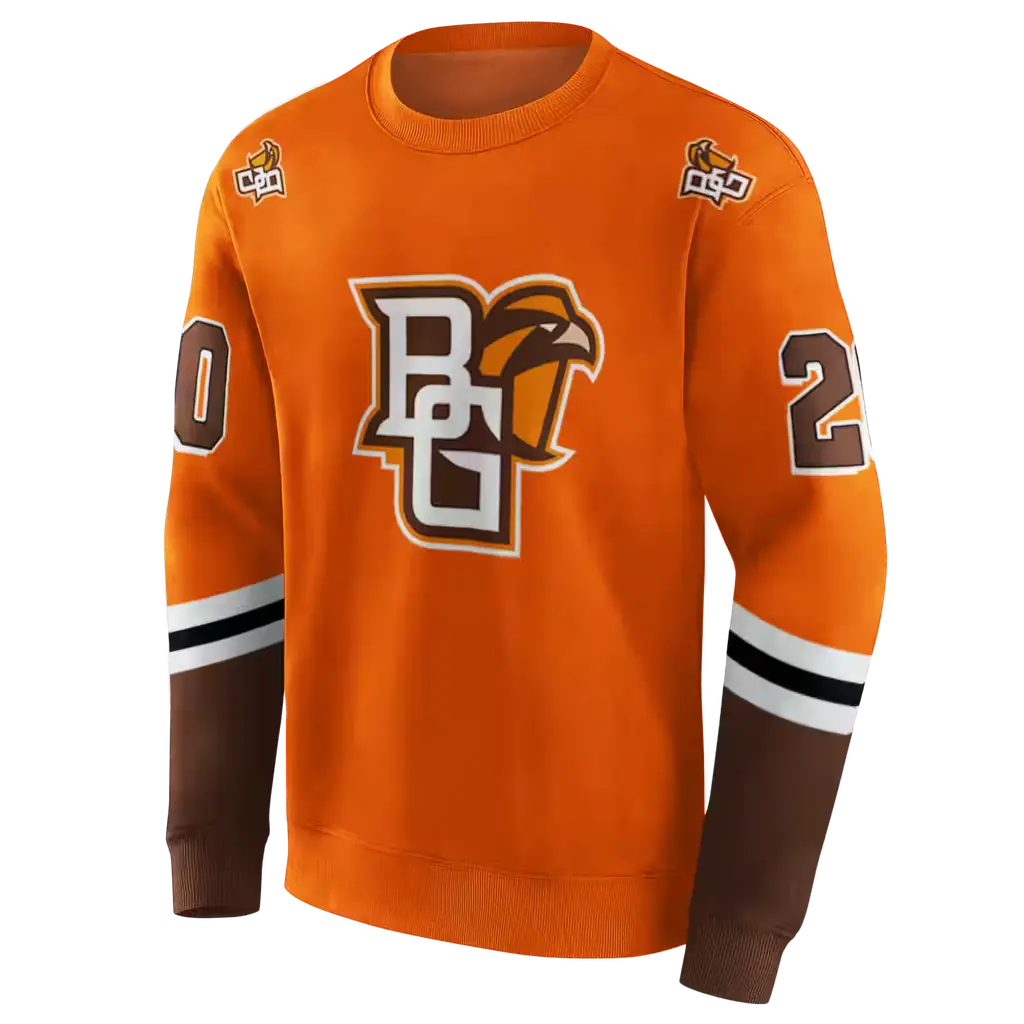 customized bowling green falcons striped sleeves orange hoodie new arrival customized bowling green falcons striped sleeves orange hoodie new arrival