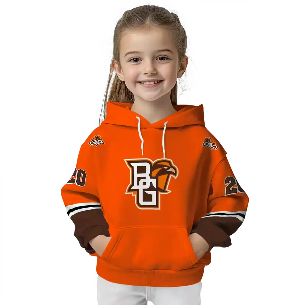customized bowling green falcons striped sleeves orange hoodie top rated customized bowling green falcons striped sleeves orange hoodie top rated