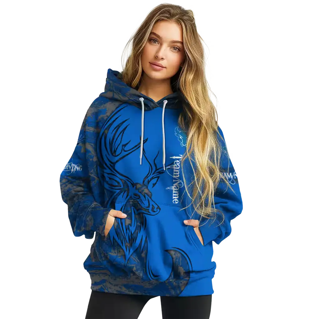 customized buffalo bulls deer silhouette royal blue hoodie high quality customized buffalo bulls deer silhouette royal blue hoodie high quality