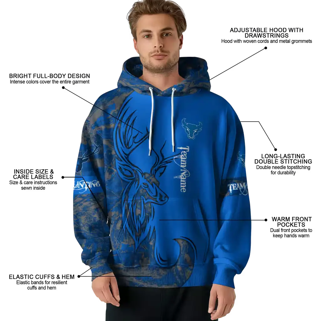 customized buffalo bulls deer silhouette royal blue hoodie latest model customized buffalo bulls deer silhouette royal blue hoodie latest model