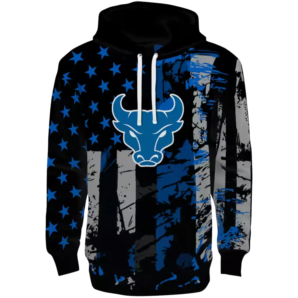 customized buffalo bulls distressed flag royal blue black hoodie best selling customized buffalo bulls distressed flag royal blue black hoodie best selling