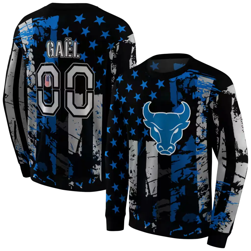 customized buffalo bulls distressed flag royal blue black hoodie premium grade customized buffalo bulls distressed flag royal blue black hoodie premium grade