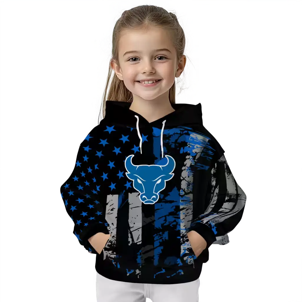 customized buffalo bulls distressed flag royal blue black hoodie top rated customized buffalo bulls distressed flag royal blue black hoodie top rated