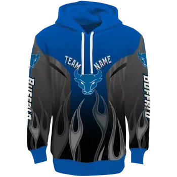 customized buffalo bulls flame design royal blue hoodie best selling