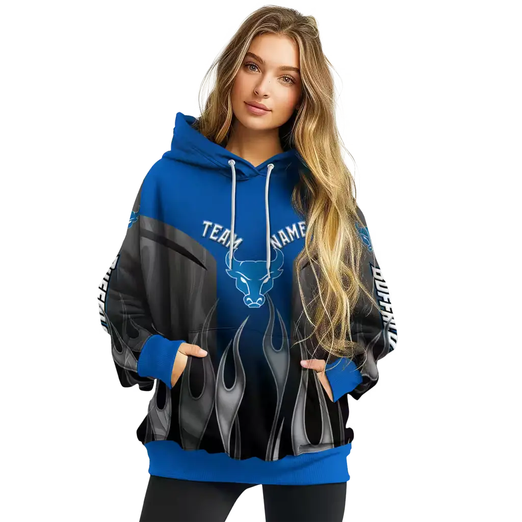 customized buffalo bulls flame design royal blue hoodie high quality customized buffalo bulls flame design royal blue hoodie high quality