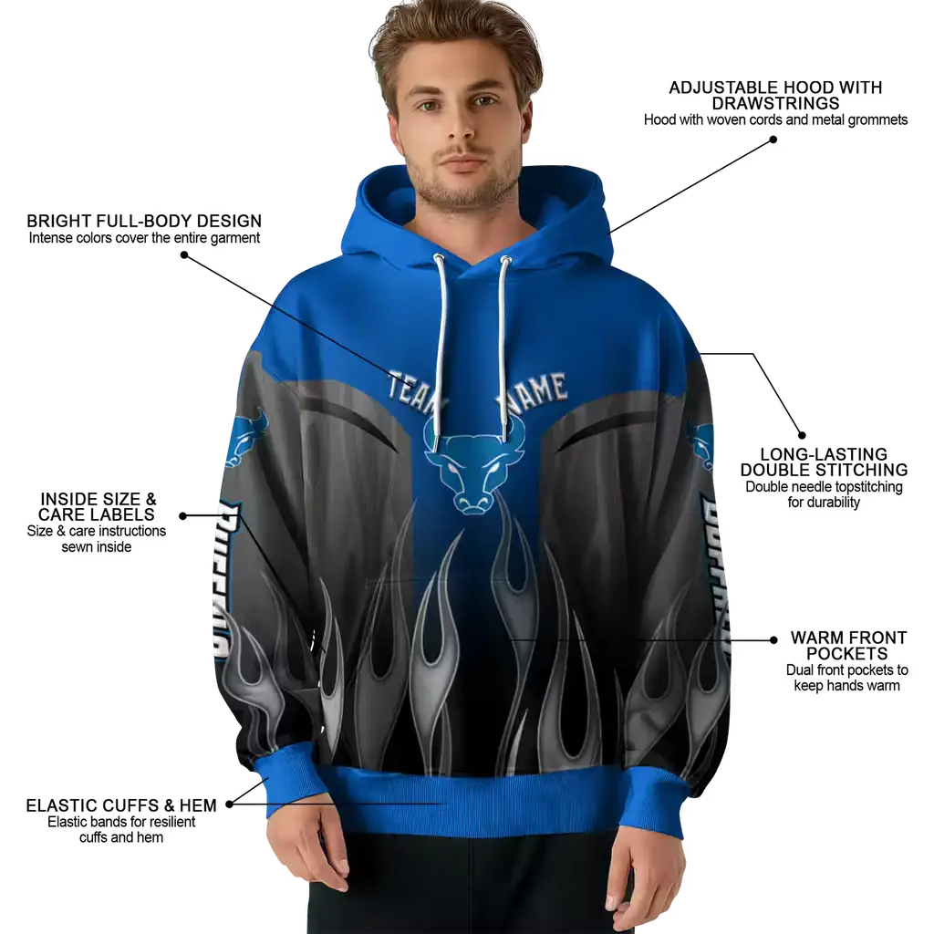 customized buffalo bulls flame design royal blue hoodie latest model customized buffalo bulls flame design royal blue hoodie latest model