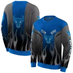 customized buffalo bulls flame design royal blue hoodie best selling