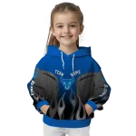customized buffalo bulls flame design royal blue hoodie best selling