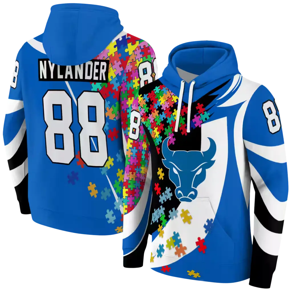 customized buffalo bulls puzzle pieces royal blue hoodie fashion forward customized buffalo bulls puzzle pieces royal blue hoodie fashion forward