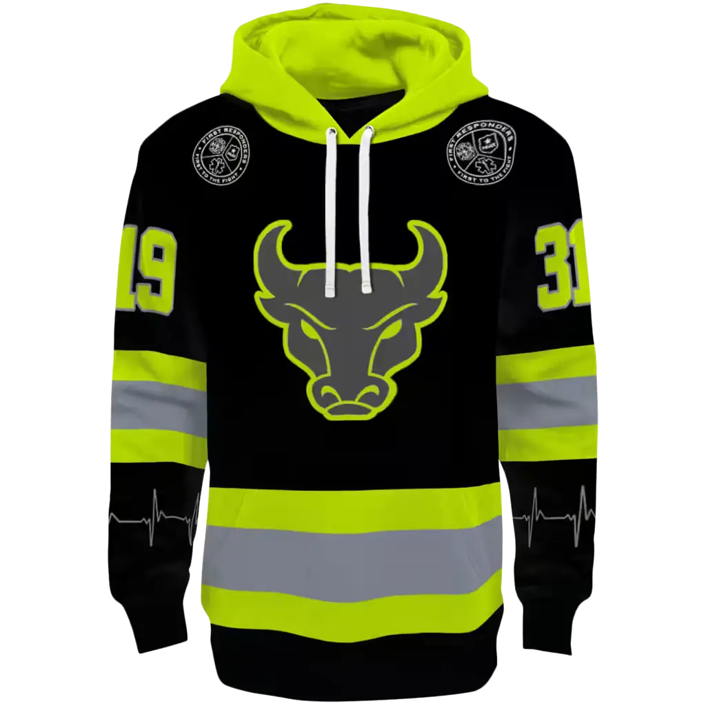 customized buffalo bulls safety motif black neon green hoodie best selling customized buffalo bulls safety motif black neon green hoodie best selling