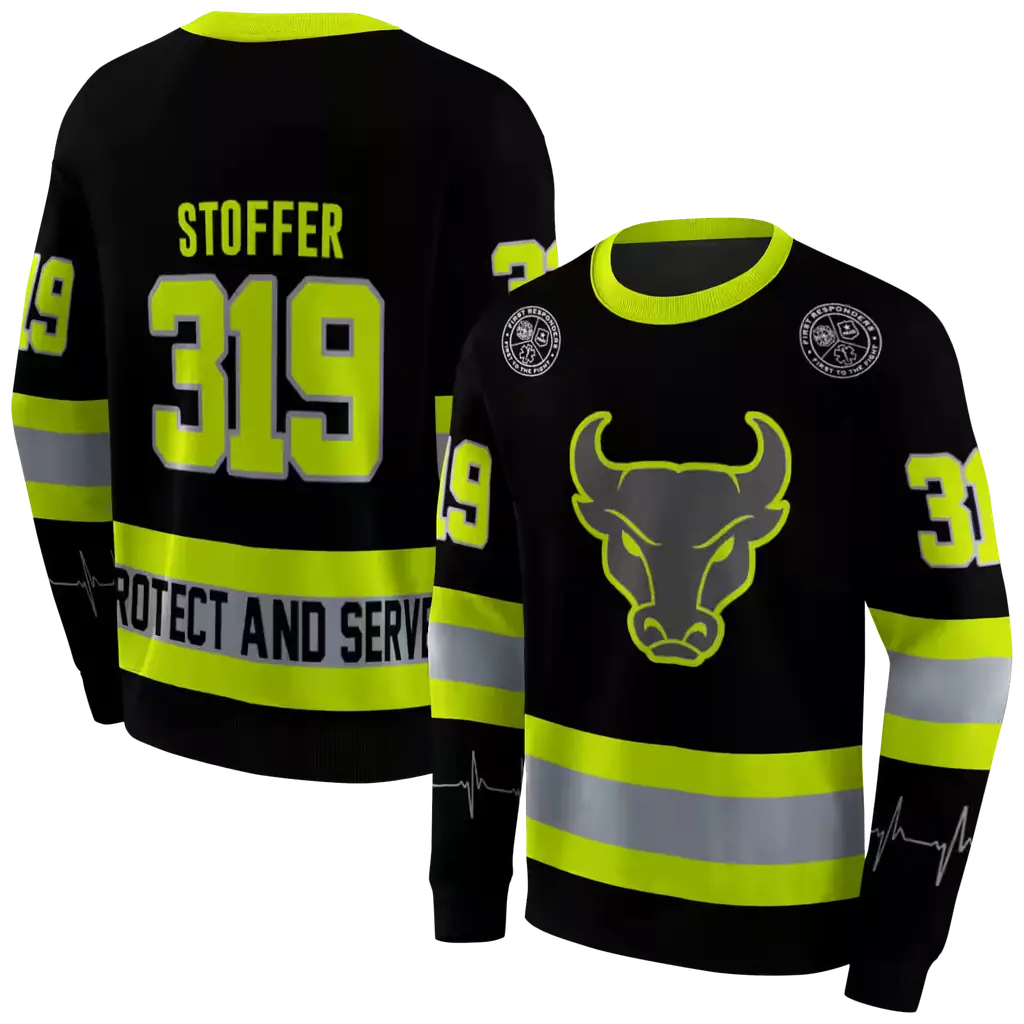 customized buffalo bulls safety motif black neon green hoodie premium grade customized buffalo bulls safety motif black neon green hoodie premium grade