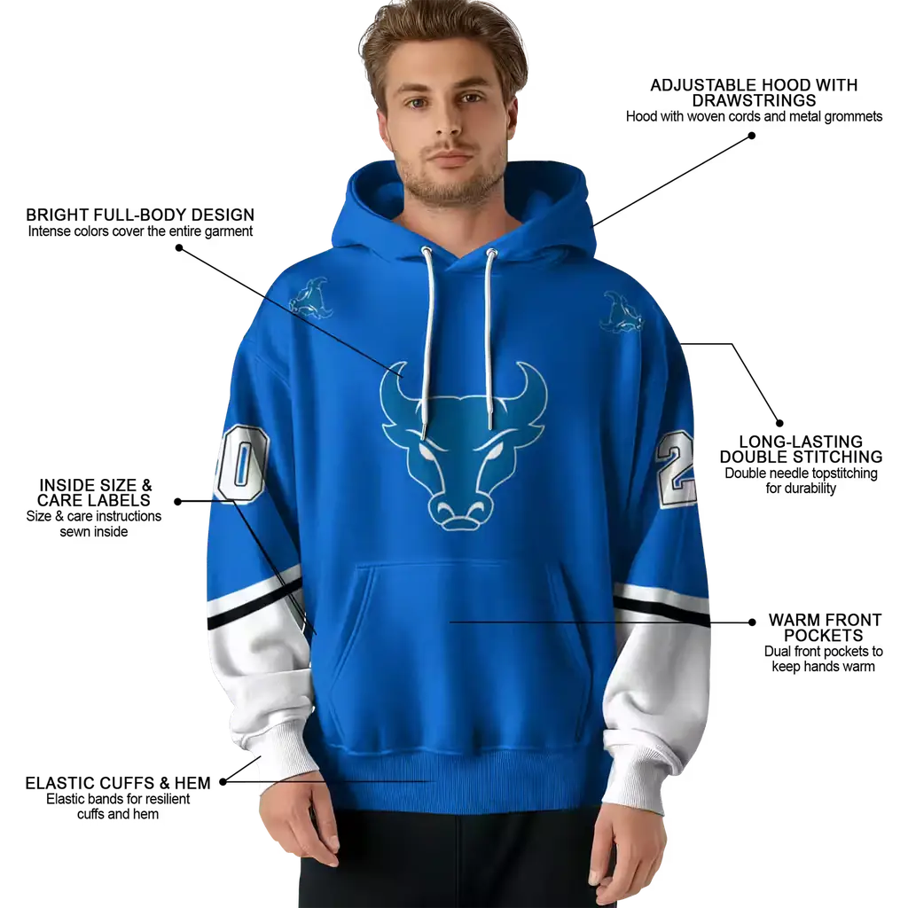 customized buffalo bulls striped sleeves royal blue hoodie latest model customized buffalo bulls striped sleeves royal blue hoodie latest model