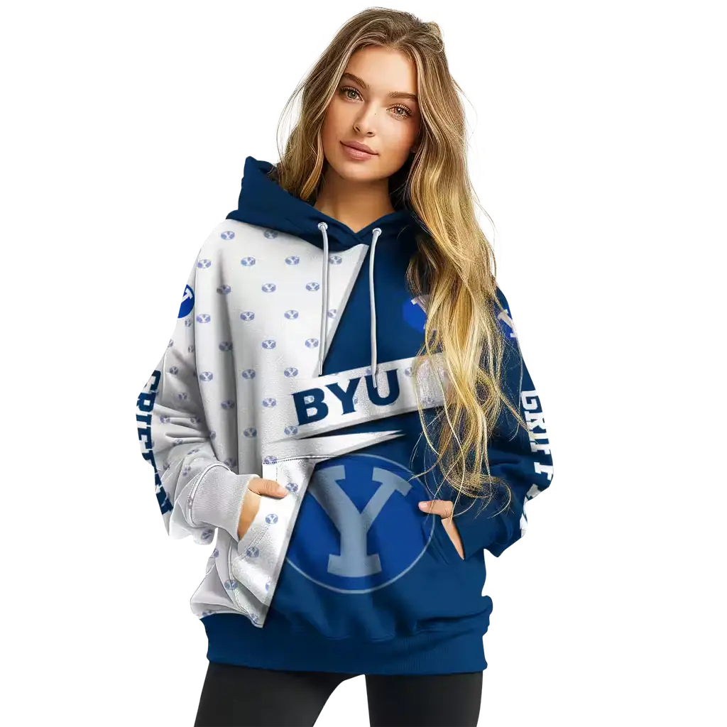 customized byu cougars abstract shape blue hoodie high quality customized byu cougars abstract shape blue hoodie high quality