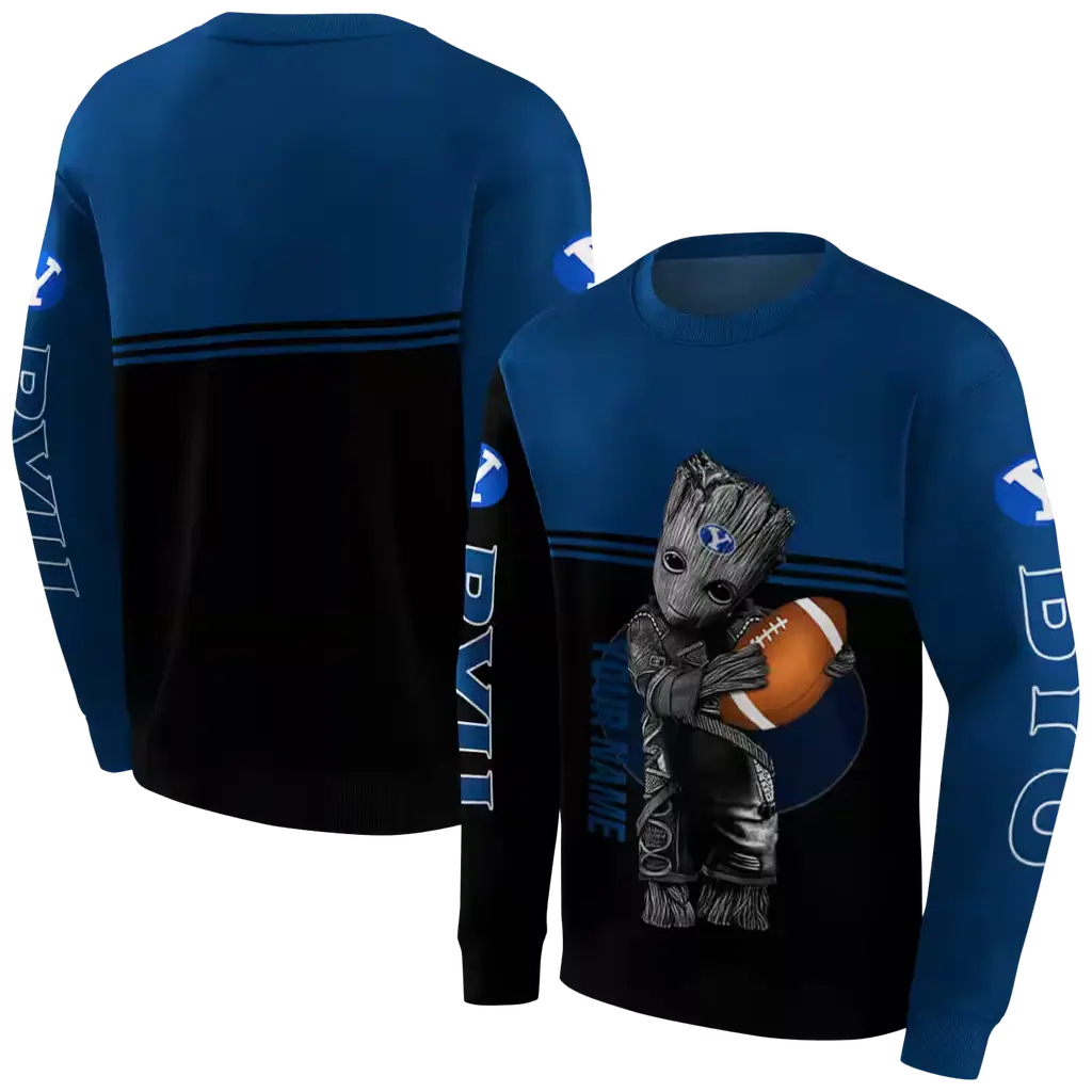 customized byu cougars baby groot blue black hoodie premium grade customized byu cougars baby groot blue black hoodie premium grade