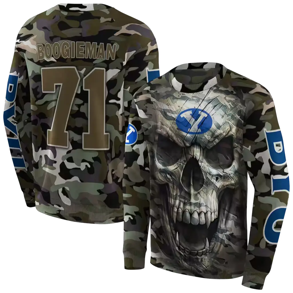 customized byu cougars camo skull hoodie premium grade customized byu cougars camo skull hoodie premium grade