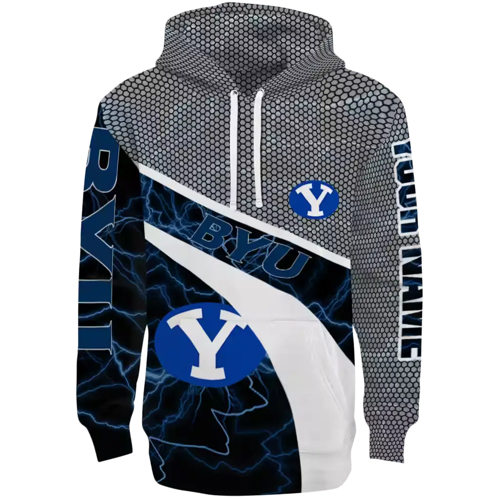 customized byu cougars hexagonal mesh blue black gray hoodie best selling customized byu cougars hexagonal mesh blue black gray hoodie best selling
