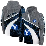 customized byu cougars hexagonal mesh blue black gray hoodie best selling