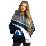 customized byu cougars hexagonal mesh blue black gray hoodie best selling