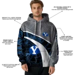 customized byu cougars hexagonal mesh blue black gray hoodie best selling