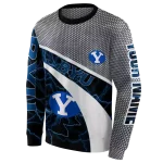 customized byu cougars hexagonal mesh blue black gray hoodie best selling