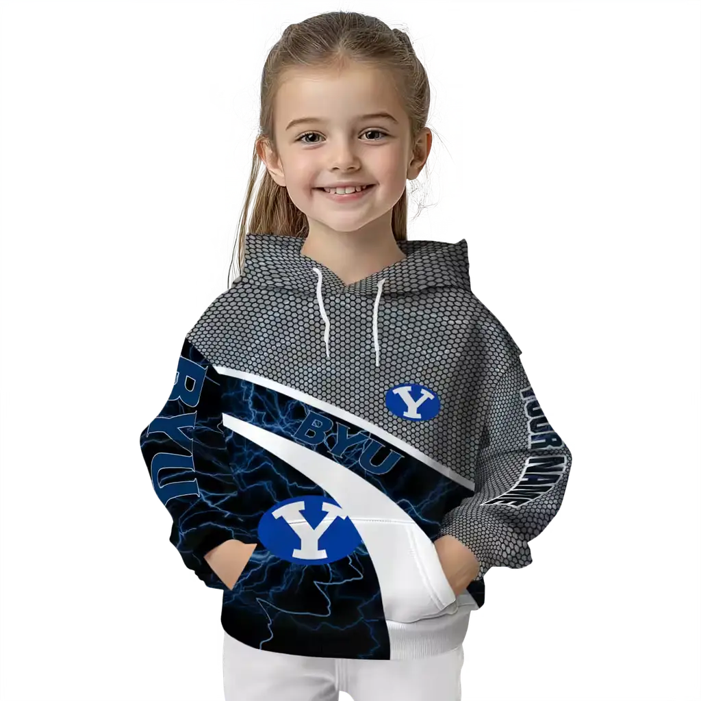 customized byu cougars hexagonal mesh blue black gray hoodie top rated customized byu cougars hexagonal mesh blue black gray hoodie top rated
