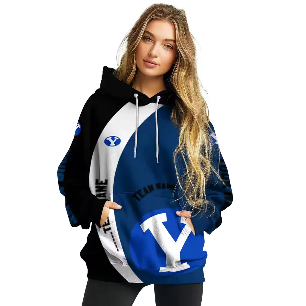 customized byu cougars minimalist design blue black hoodie high quality customized byu cougars minimalist design blue black hoodie high quality