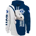 customized byu cougars peeking snoopy blue hoodie best selling