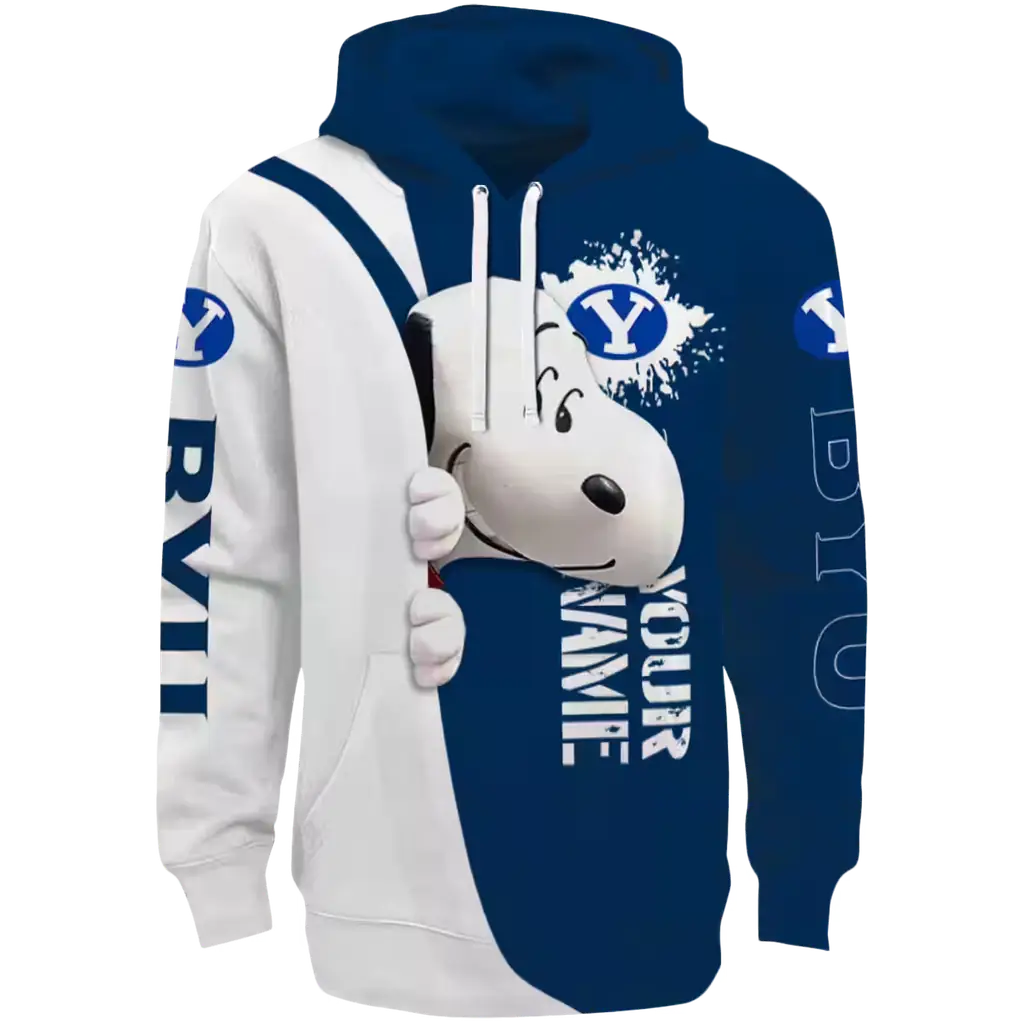 customized byu cougars peeking snoopy blue hoodie best selling customized byu cougars peeking snoopy blue hoodie best selling