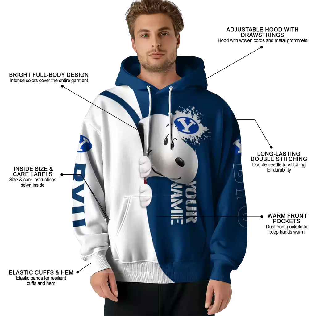 customized byu cougars peeking snoopy blue hoodie latest model customized byu cougars peeking snoopy blue hoodie latest model