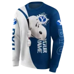 customized byu cougars peeking snoopy blue hoodie best selling