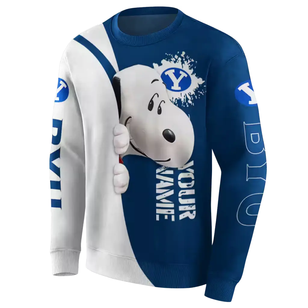 customized byu cougars peeking snoopy blue hoodie new arrival customized byu cougars peeking snoopy blue hoodie new arrival
