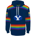 customized byu cougars rainbow stripes blue hoodie best selling
