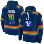 customized byu cougars rainbow stripes blue hoodie best selling