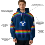 customized byu cougars rainbow stripes blue hoodie best selling