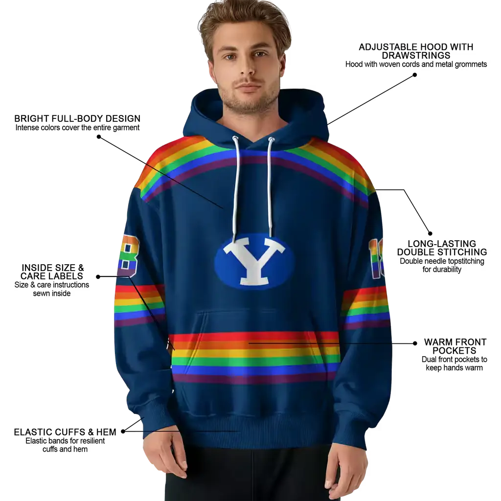 customized byu cougars rainbow stripes blue hoodie latest model customized byu cougars rainbow stripes blue hoodie latest model