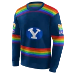 customized byu cougars rainbow stripes blue hoodie best selling