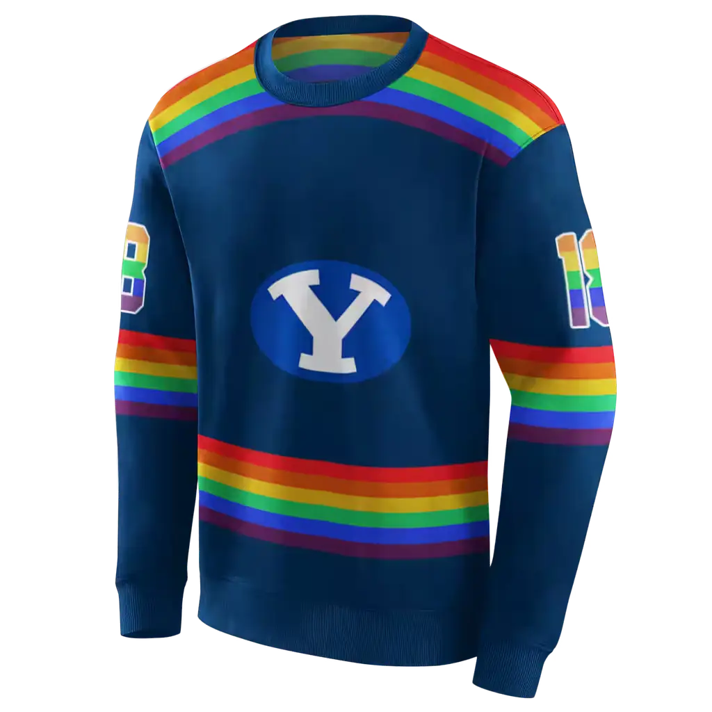 customized byu cougars rainbow stripes blue hoodie new arrival customized byu cougars rainbow stripes blue hoodie new arrival