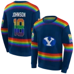 customized byu cougars rainbow stripes blue hoodie best selling