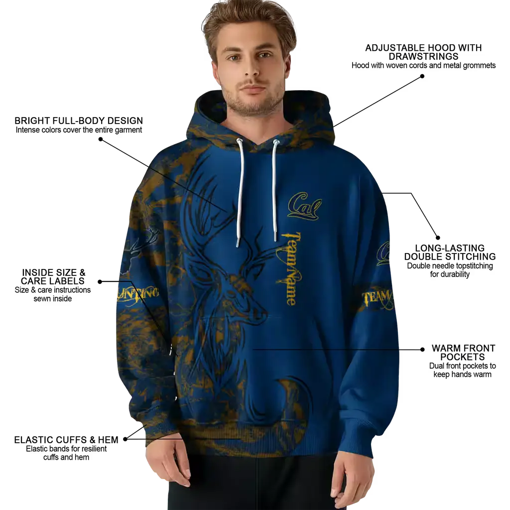 customized california golden bears deer silhouette blue hoodie latest model customized california golden bears deer silhouette blue hoodie latest model