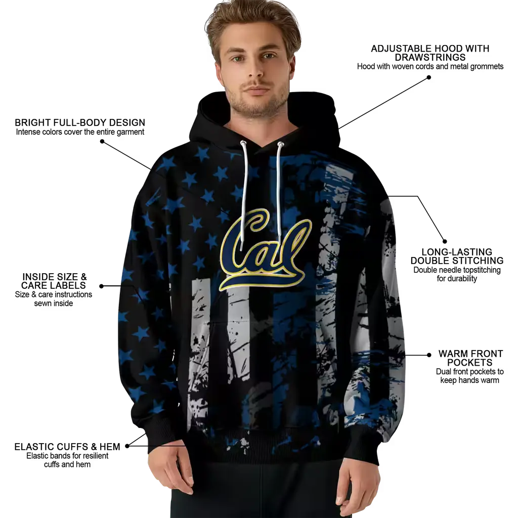 customized california golden bears distressed flag blue black hoodie latest model customized california golden bears distressed flag blue black hoodie latest model