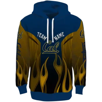 customized california golden bears flame design blue hoodie best selling