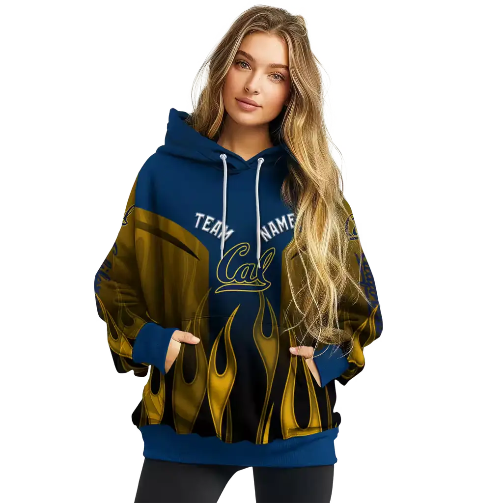 customized california golden bears flame design blue hoodie high quality customized california golden bears flame design blue hoodie high quality
