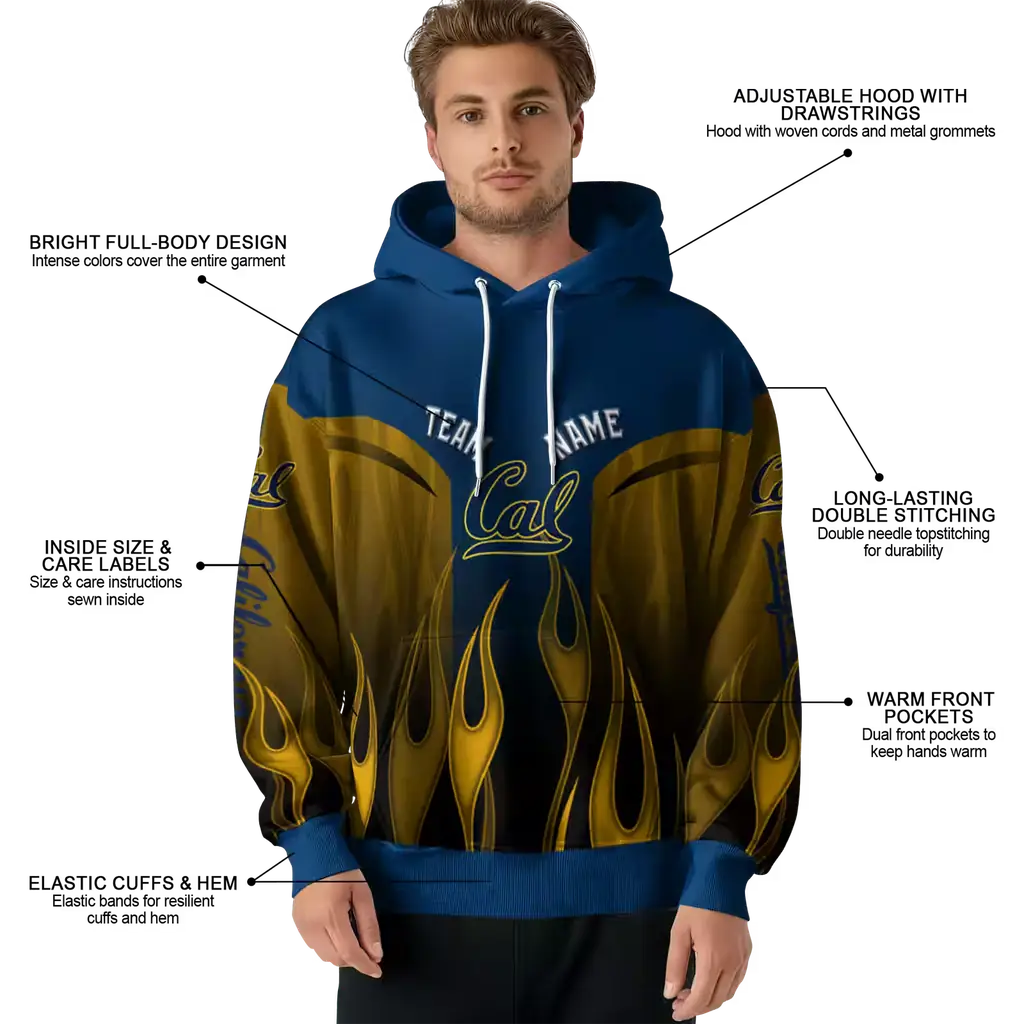 customized california golden bears flame design blue hoodie latest model customized california golden bears flame design blue hoodie latest model