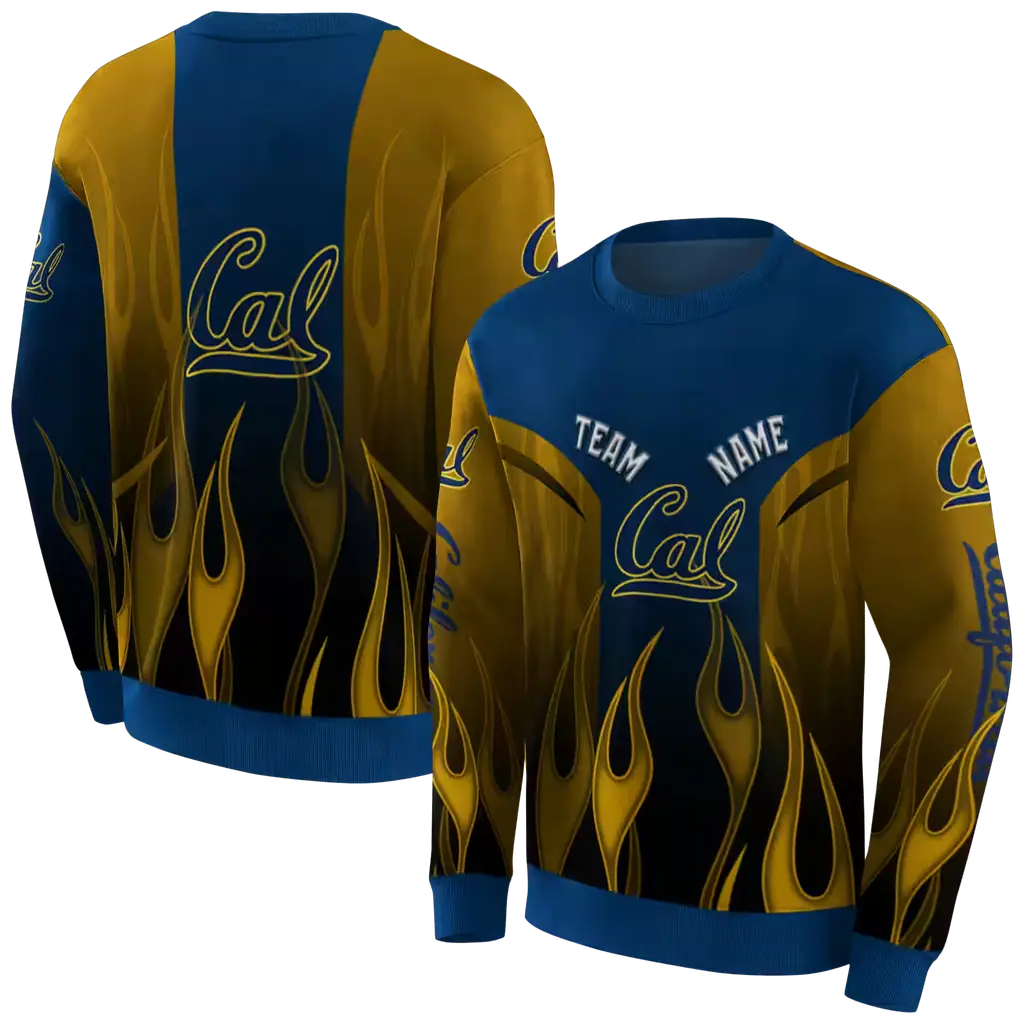 customized california golden bears flame design blue hoodie premium grade customized california golden bears flame design blue hoodie premium grade