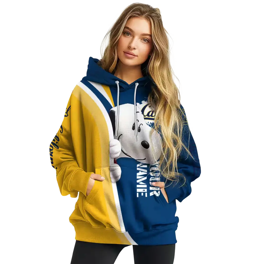 customized california golden bears peeking snoopy blue hoodie high quality customized california golden bears peeking snoopy blue hoodie high quality