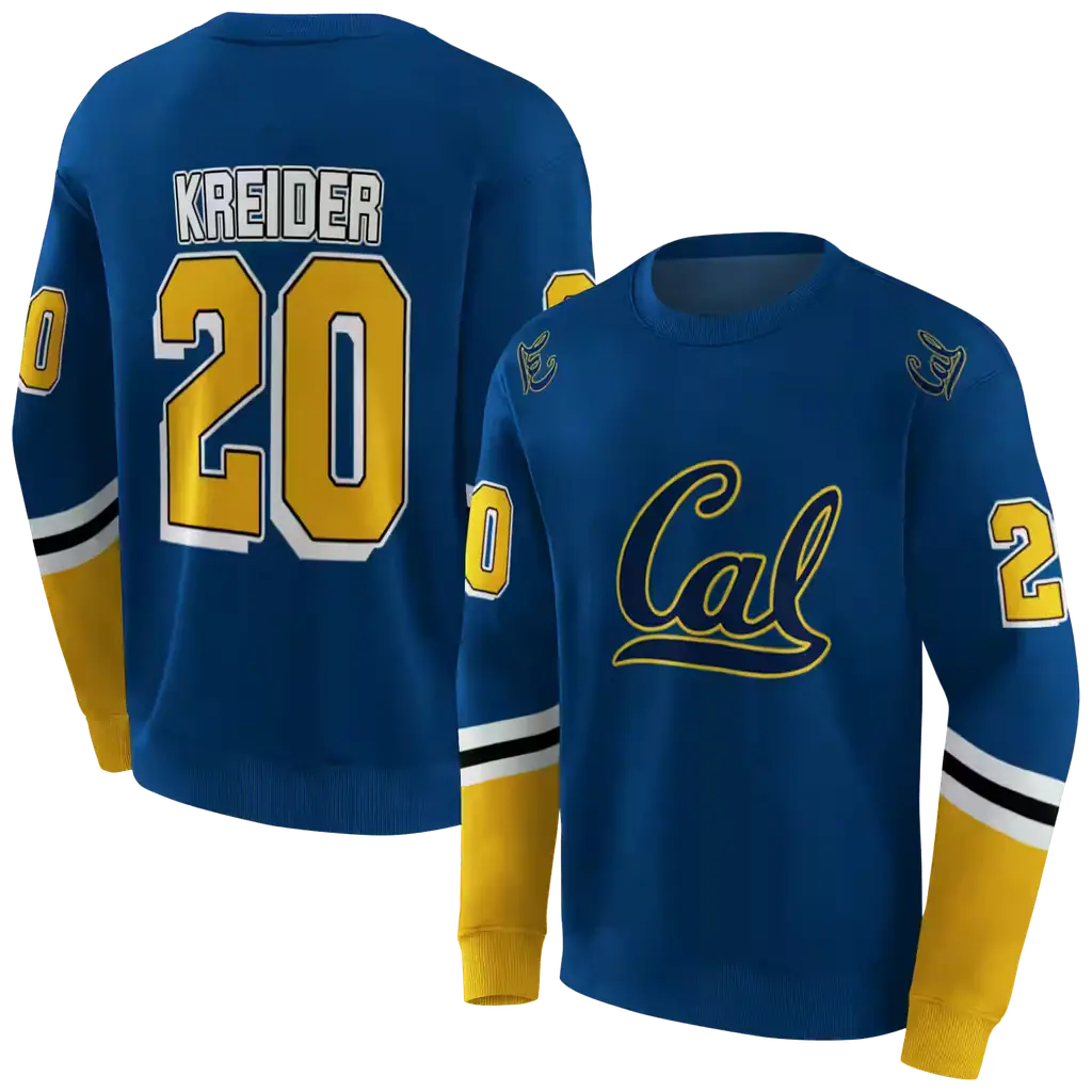 customized california golden bears striped sleeves blue hoodie premium grade customized california golden bears striped sleeves blue hoodie premium grade