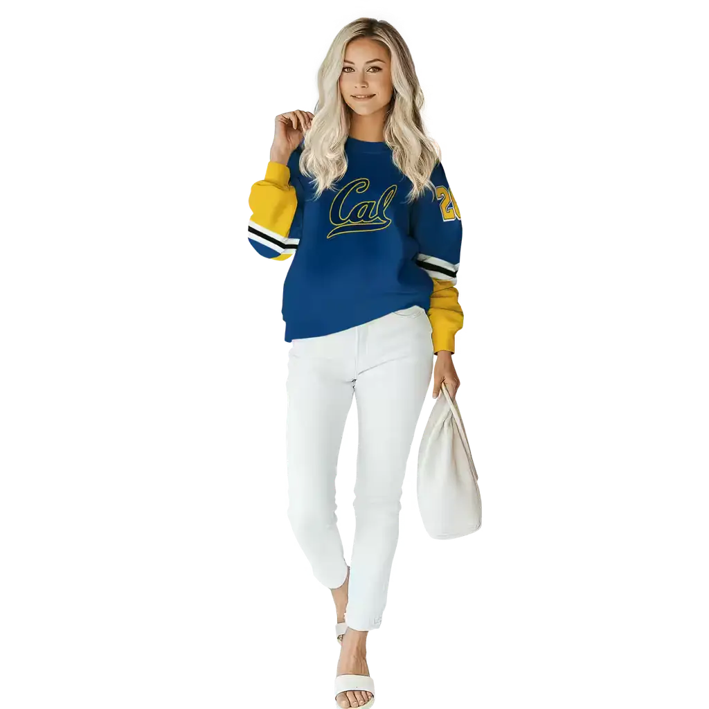 customized california golden bears striped sleeves blue hoodie trendy customized california golden bears striped sleeves blue hoodie trendy